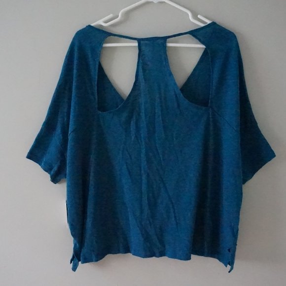 NWT free people Slub knit Back cutouts Top Blue - Picture 6 of 7